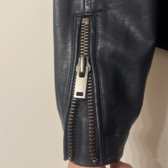 Anthropologie faux Leather Moto navy jacket size Small S - Picture 8 of 10